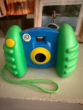 Discovery Blue and Green Kids Waterproof Camera with Yellow Accents